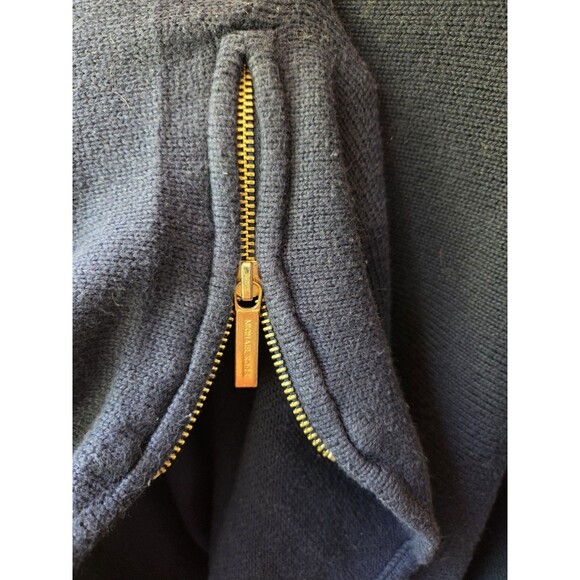 Michael Kors Blue Pullover Hi-Lo Sweater with Zipper Accents Women's Large - Picture 4 of 6